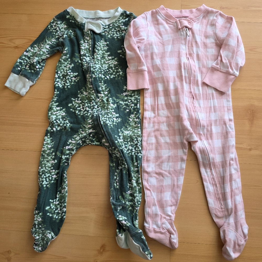 Honest Co Floral and Checkered Kids Sleepers 6-9M